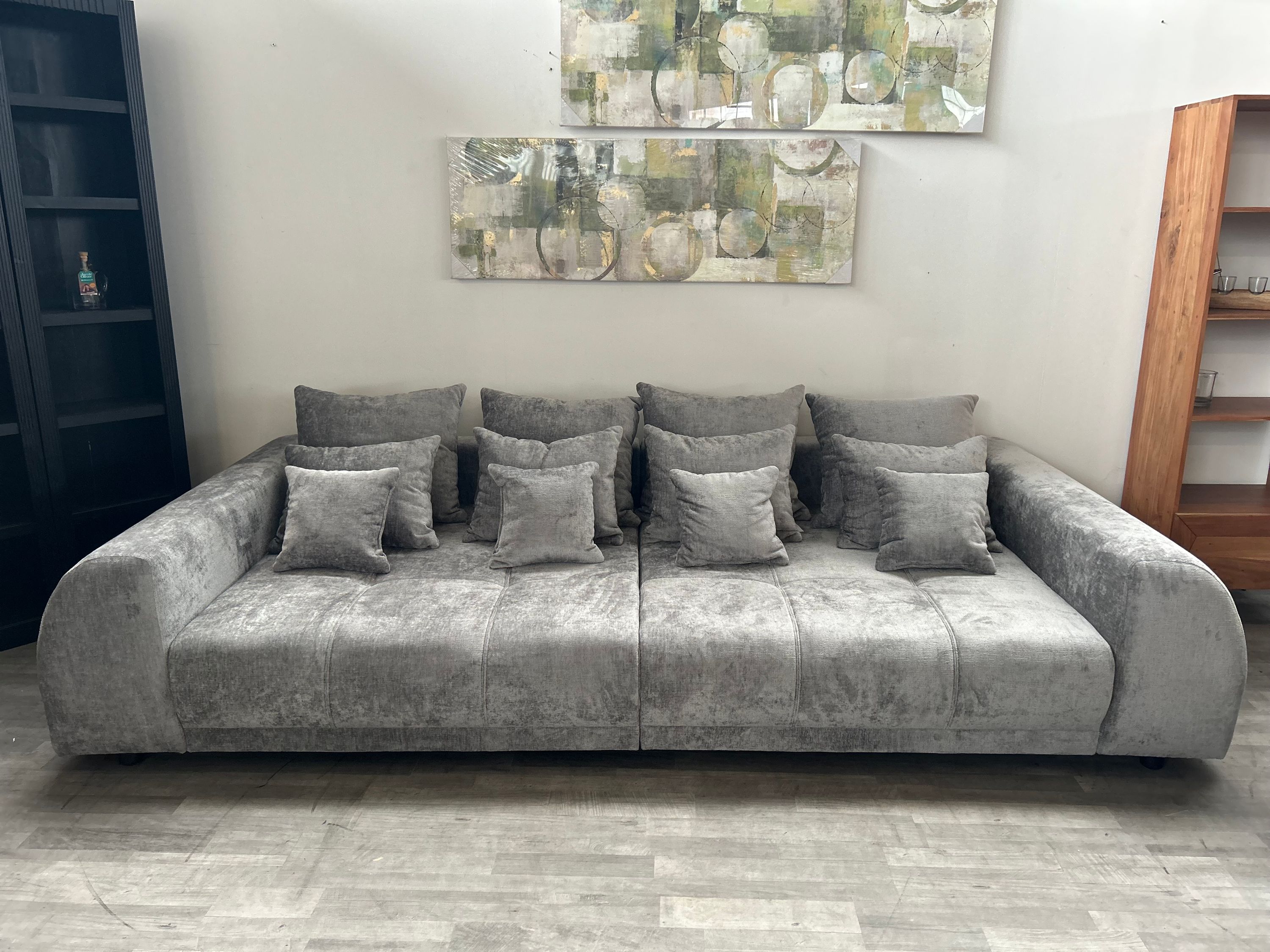Big-Sofa Samt Grau